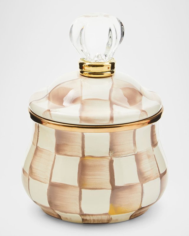 Mocha Check Lidded Sugar Bowl